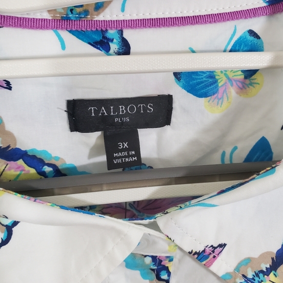 NWT Talbots Cotton Button Up Shirt Exquisite Butterfly Print Size 3X Lightweight - Picture 6 of 10